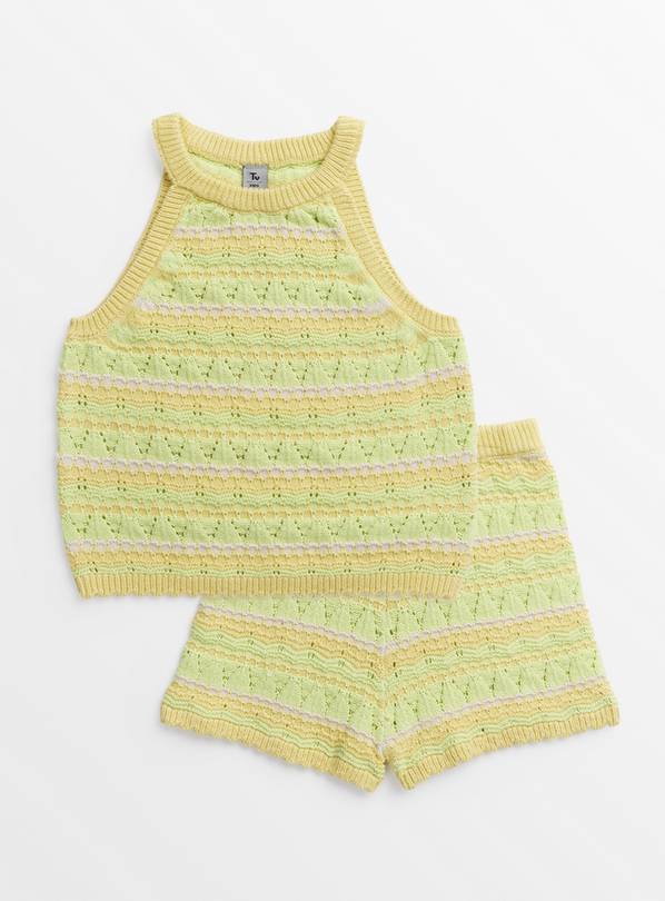 Yellow Tonal Crochet Top & Shorts Set  5 years